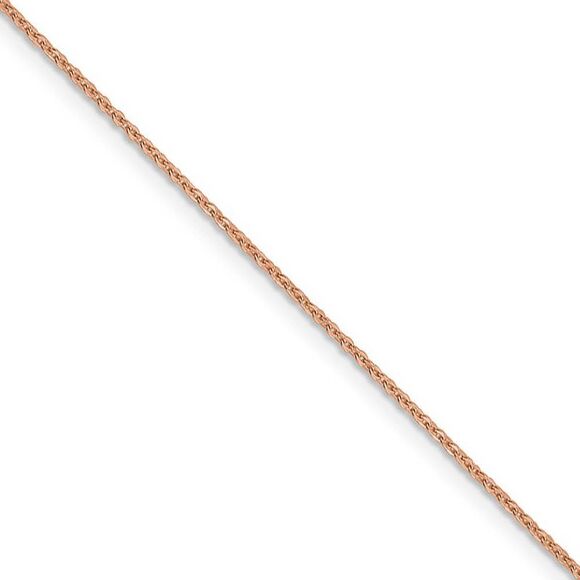 1.1mm 14K Rose Gold Solid Flat Cable Chain Necklace, 20 Inch